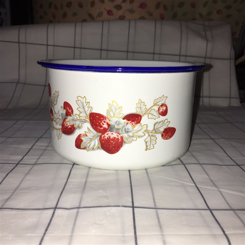 怀旧搪瓷饭缸 搪瓷碗餐具带盖饭盒C 缸子老式吃饭碗带把手泡茶泡