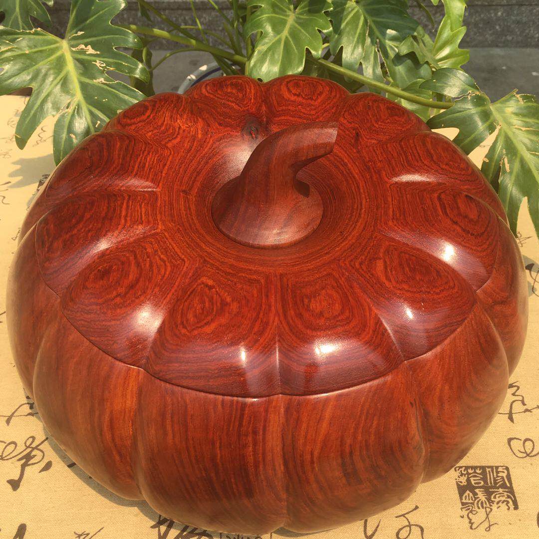 红木南瓜储存罐花梨木大果紫檀整体实木无拼接缅花储物Z收藏收纳