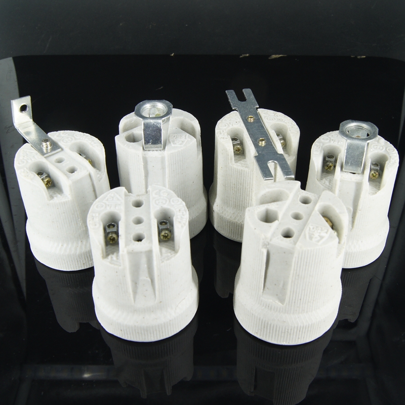 E27螺口陶瓷灯头 纯铜灯口加厚接线保温吸顶罗口耐高.温灯座全牙