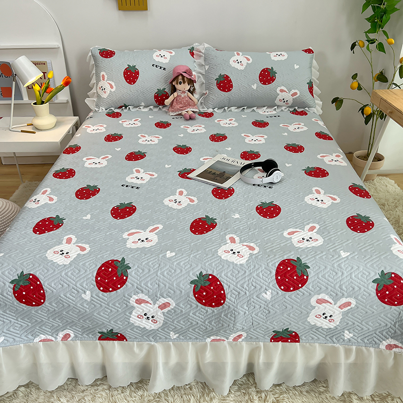 四季通用床盖三件套花边r夹棉绗绣大炕罩榻榻米单件踏踏米床单床