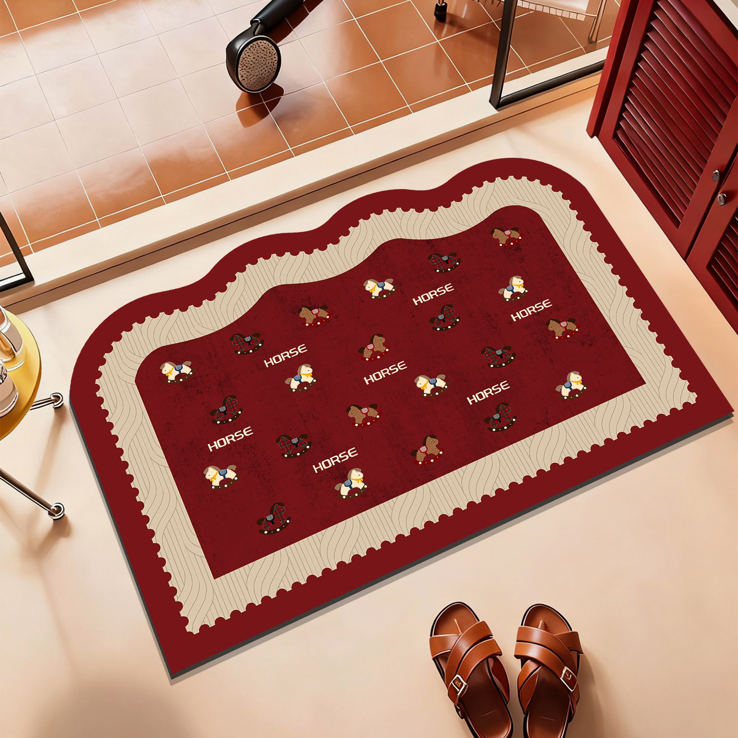 中古风马年浴室地垫洗手台厕所卫生间门口防滑脚垫硅藻泥吸水地毯,居家布艺,家用脚垫,淘宝优惠券,粉丝福利购,淘宝优惠卷