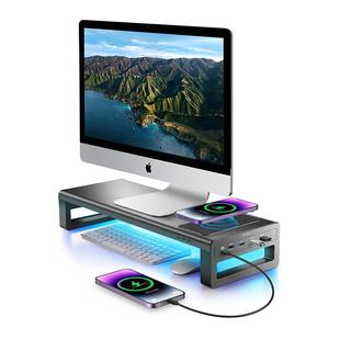 桌面台式 鹿为 USB电脑显示器增高架工位办公室收纳金属屏幕支架托