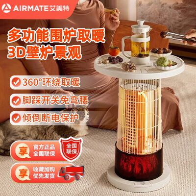 艾美特围炉煮茶取暖器家用多功能鸟笼烤火炉3D壁炉远红外暖脚暖气