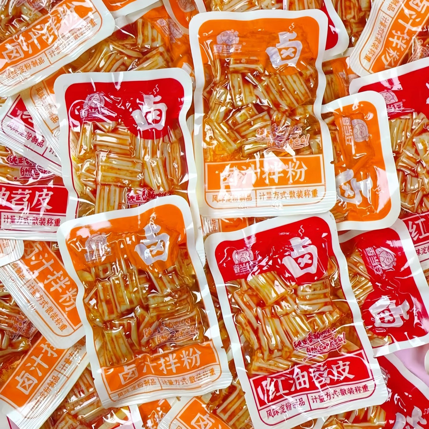 香当豆红油苕皮卤汁拌粉麻辣味凉皮辣条儿时回忆零食脆爽开袋即食