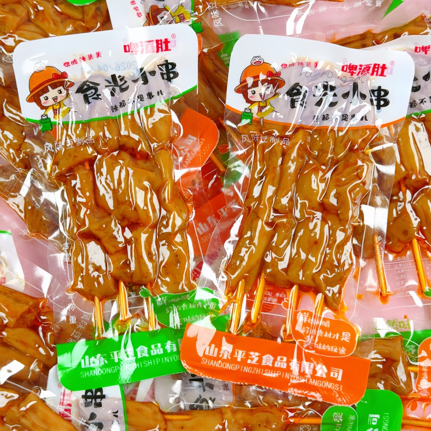 啤酒肚素肉小串袋装零食香辣味孜然味素食小包装休闲食品散装批发