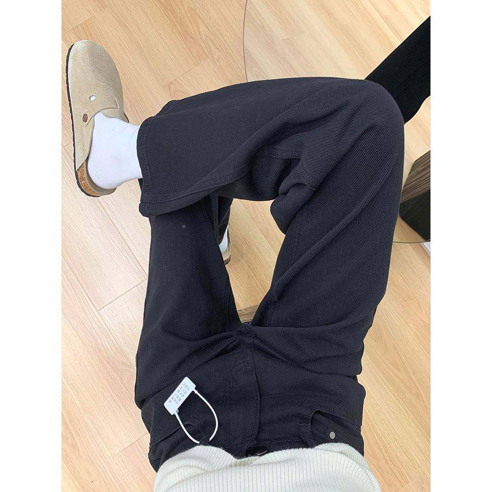 黑色窄版阔腿牛仔裤裤Y131-PD2女2款025春秋年新显瘦小个子宽松直