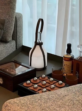 现代简约样板房边几飘窗托盘酒具C雪茄盒小台灯道具酒组合装饰摆
