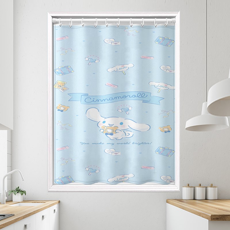 窗帘免打孔安装遮光浴室防水卫生间厨房J厕所透光不透人遮阳玉桂