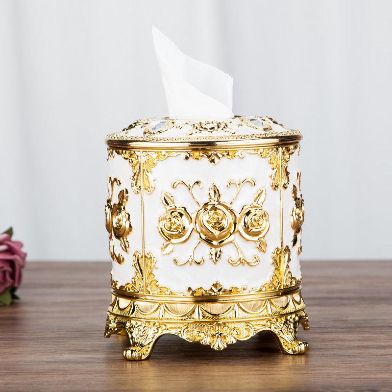 纸巾筒欧式纸盒i时尚茶几卷纸抽巾盒客厅圆桶餐盒圆型纸巾桶纸巾