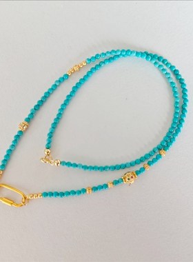 天然绿松石项链女葫芦吊坠万能扣可拆卸锁骨链国风毛衣链生日礼物