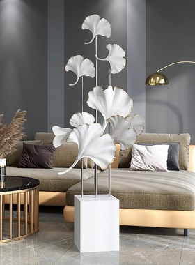 轻奢银杏叶大型落地摆件家居装饰客厅沙发电视柜旁边乔迁新居礼品