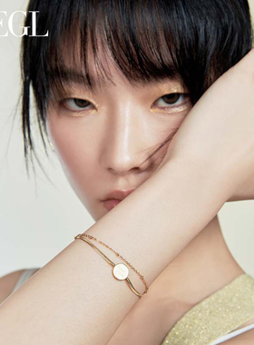 ZEGL复古八芒星双层手链女轻奢小众精致2024新款星月手环圆牌手饰