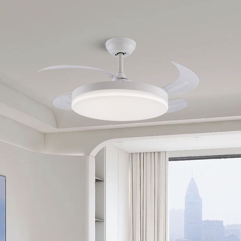 隐形风扇灯法式奶油风吊灯家用变频静音灯扇一体吊扇灯餐厅风扇灯