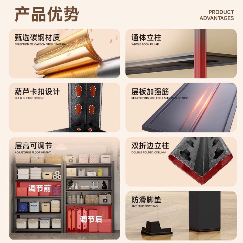 货架多功能家用置物架储藏室卫生间收纳架阳台多层架子杂物储物架