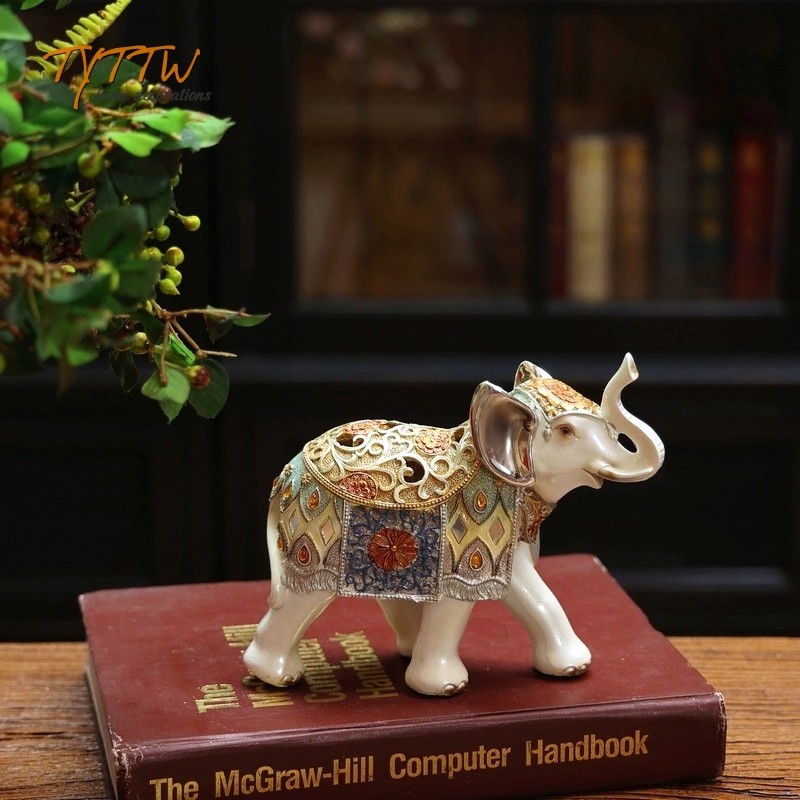 吉祥家居饰品大象摆件客厅桌面装饰玄关电视柜酒柜轻奢小摆设礼物