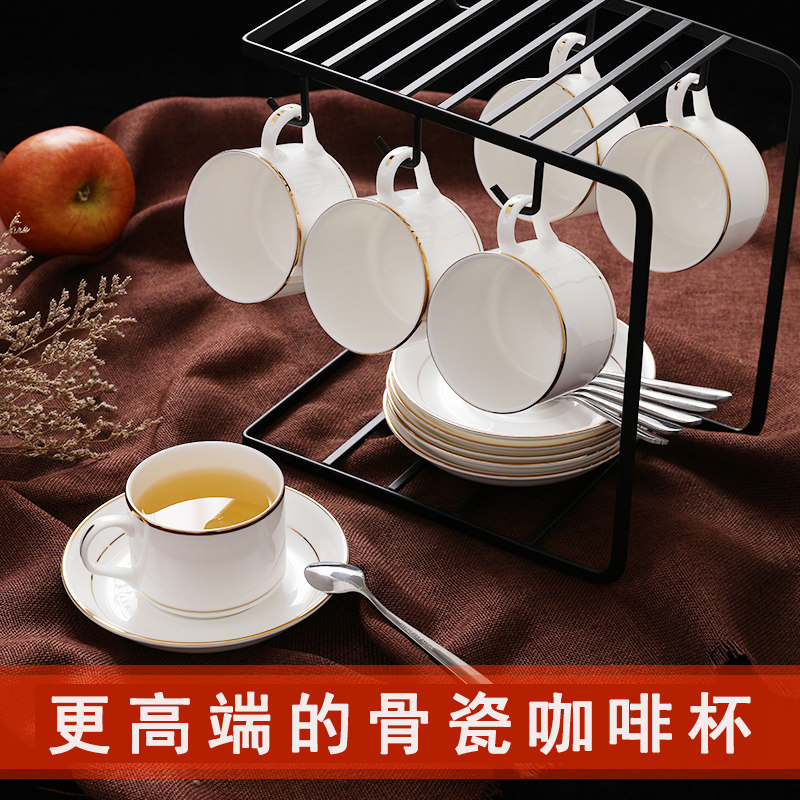 奥式咖啡杯碟套装骨瓷杯子商用美式陶瓷水杯拿铁办公杯勺定制logo