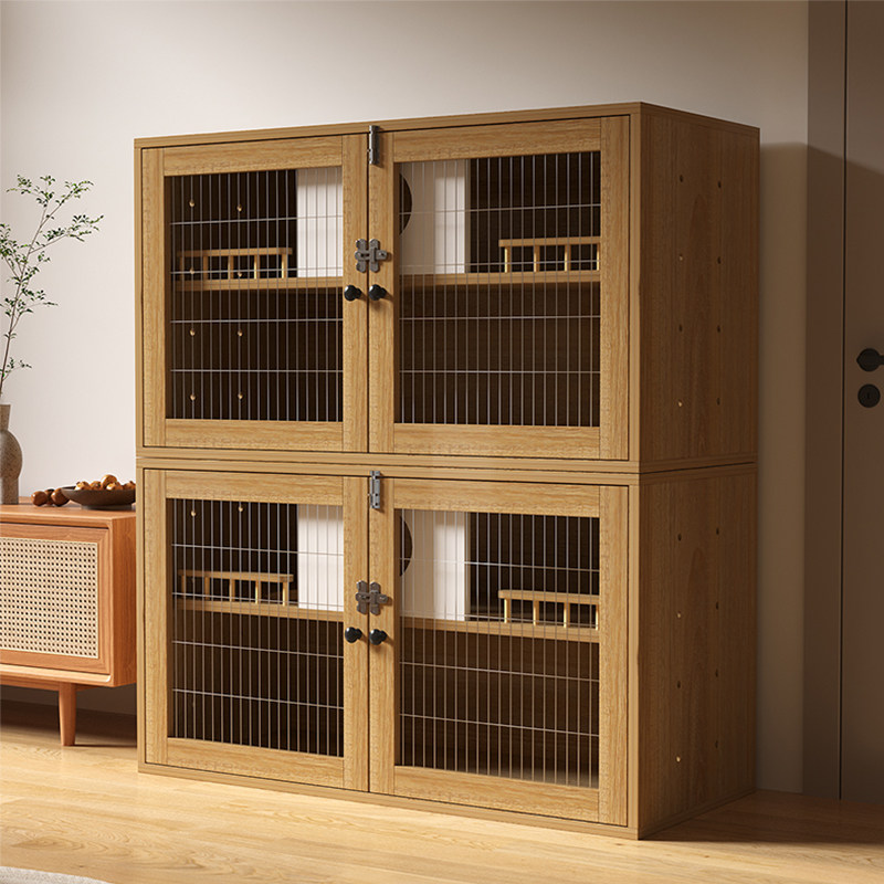 猫柜防水实木猫屋封闭式室内生态毛别墅人宠共用电视柜双层猫笼