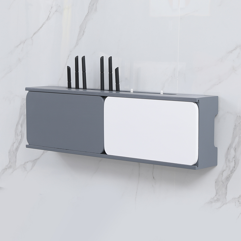 实木wifi路由器收纳盒挂墙免打孔猫机顶盒置物架电视线插座遮挡盒