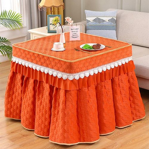 冬季新款正方形法兰绒裙t摆电炉罩双面绒烤火桌子罩暖桌罩茶几罩