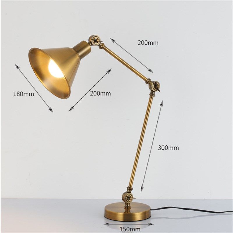 LOFT复古工业风台灯插电式铁艺工业台灯M工作灯机械长臂折叠台灯