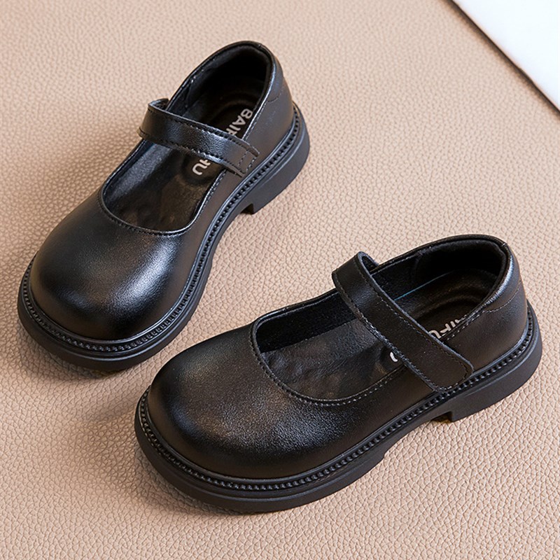 女童皮鞋黑色2025春秋单鞋英伦礼仪演出小女孩真皮W软底儿童公主