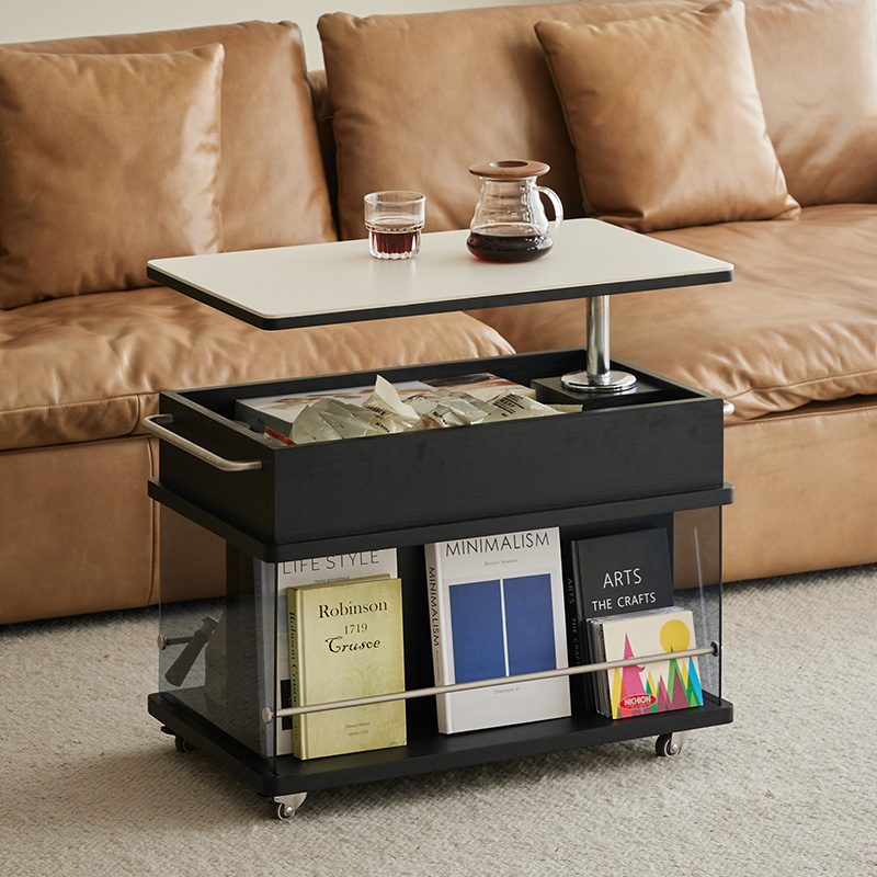 轻奢实木可c升降茶几客厅家用小户型阳台茶台桌现代简约移动边柜