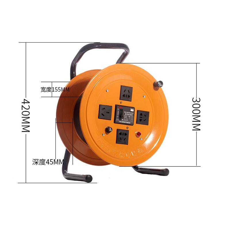 移动绕线盘插座电缆盘带轮电线收接线轴盘带线50米线滚子X空盘220