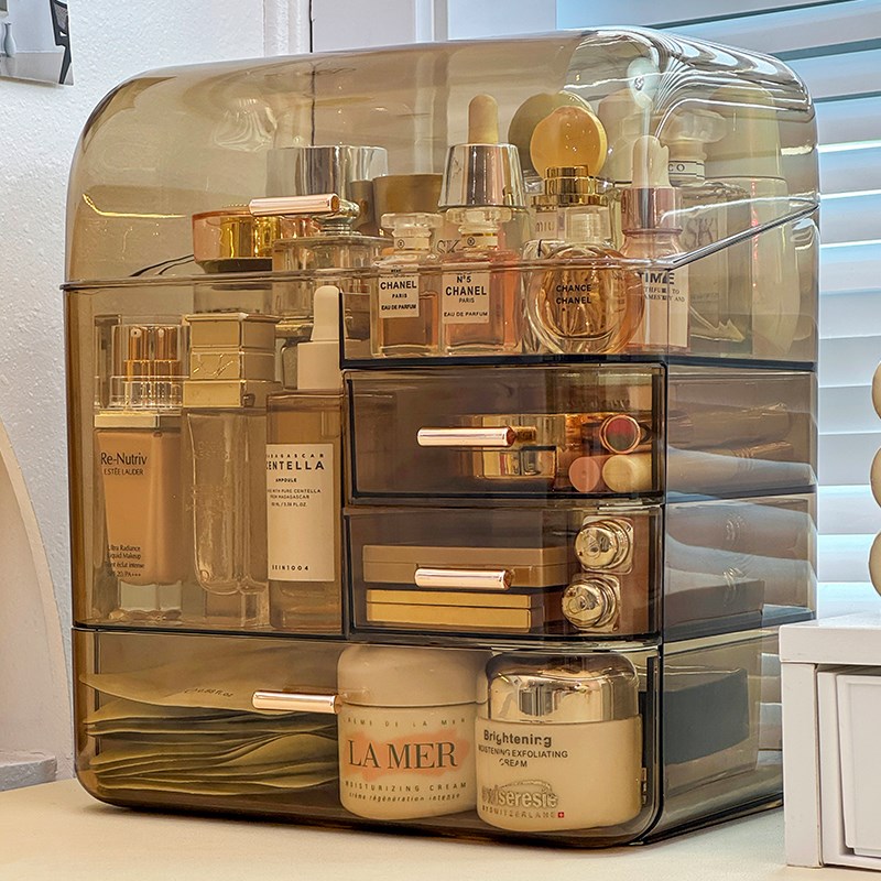 化妆品收纳盒桌面高级感大容量护肤品防尘轻奢亚克力梳妆台置物架