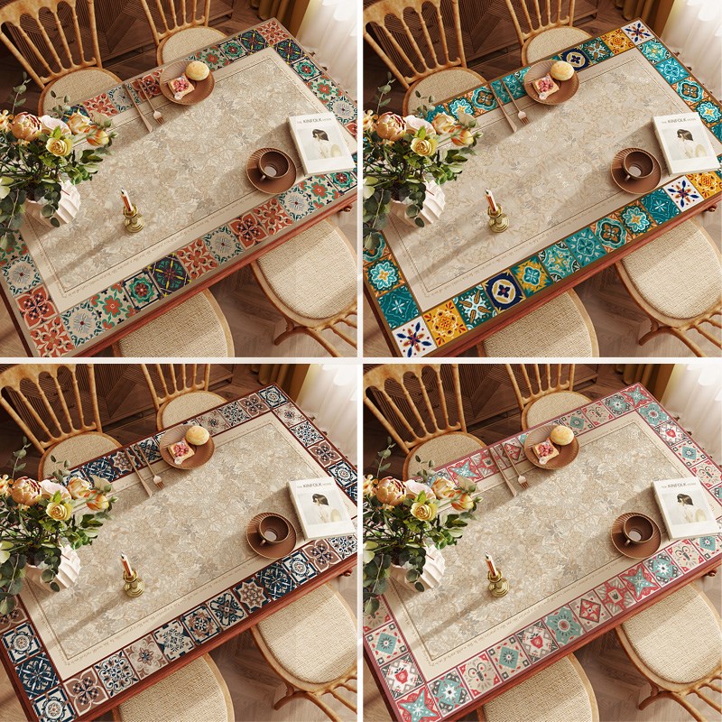 美式复古轻奢高级感餐桌垫桌布防水防油防烫隔热皮革茶几台布垫子