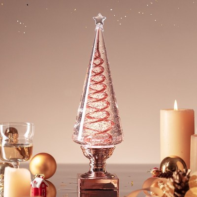 旋转圣诞a树礼物家用玄关装饰水灯音乐盒摆件八音盒桌面客厅摆饰