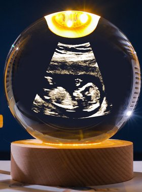 创意水晶球摆件新生幼儿胎儿思维星球小夜灯孕期宝宝彩超纪念品