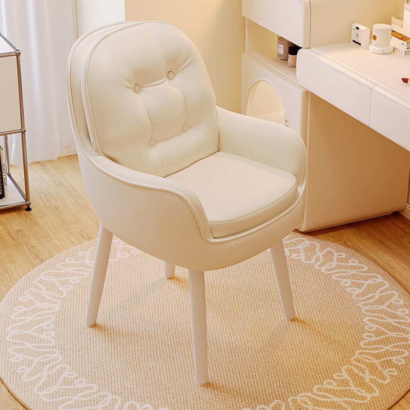 奶油风化妆椅家用女生卧室椅子轻奢高级主卧梳妆台凳子.靠背美甲