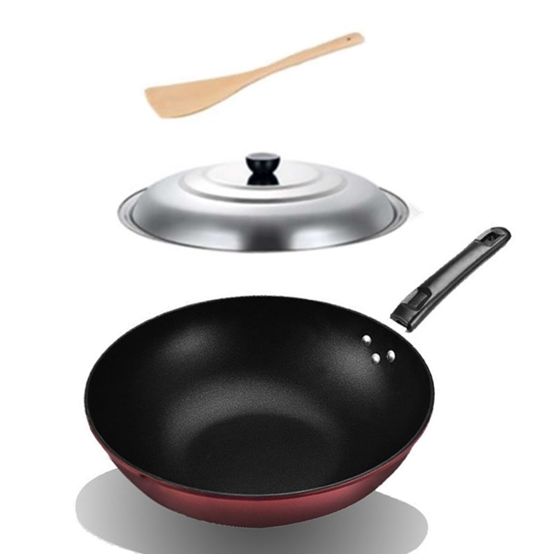 凹面电磁炉圆底专用炒m锅口径30-34圆底不粘锅平底30-32炒锅不粘