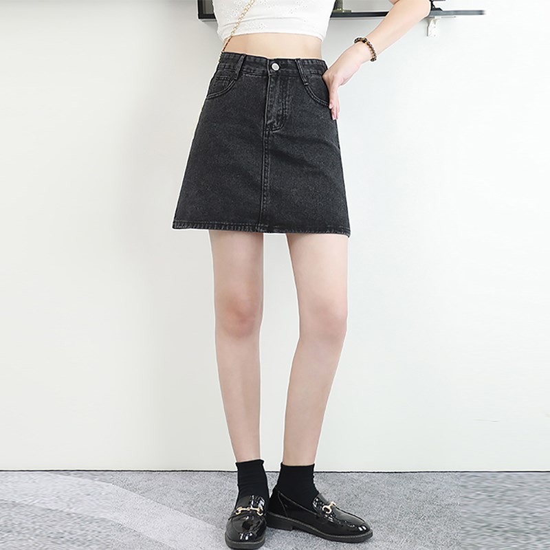 微胖女生穿搭大码j牛仔半身裙女夏季胖妹妹mm高腰显瘦a字包臀短裙