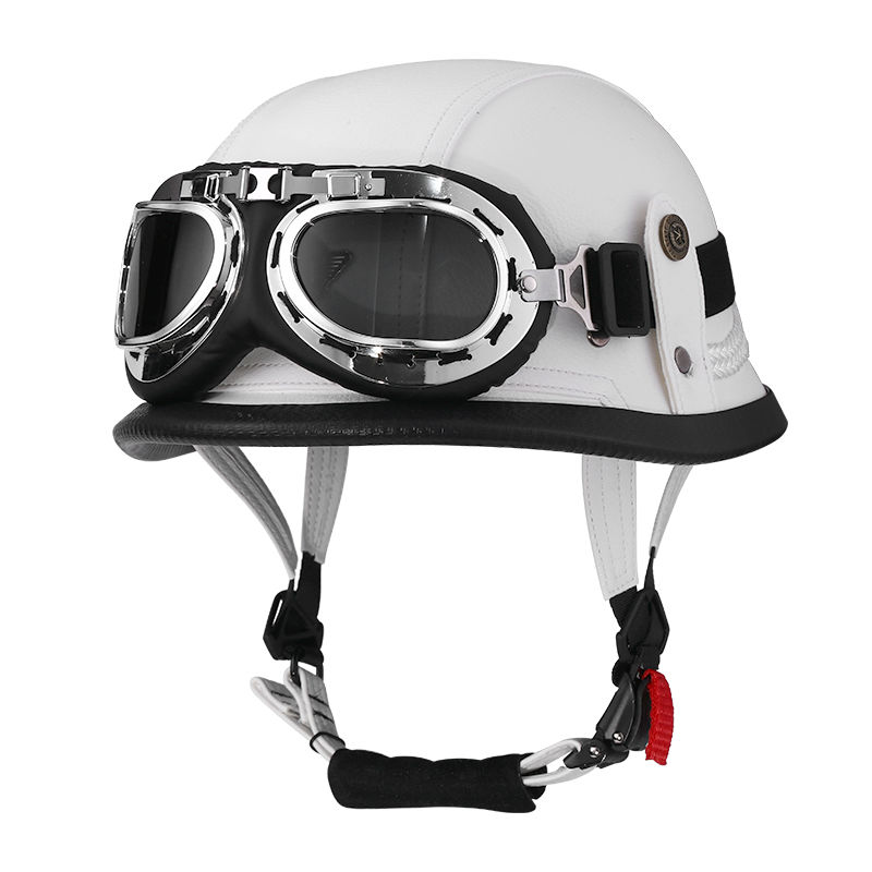 复古摩托机车头j盔四季男女通用半盔夏季瓢盔轻便电动车安全帽钢