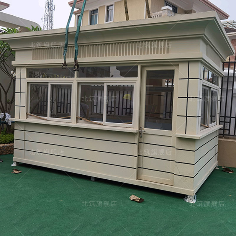 真石漆欧式岗亭保安亭户外可移动钢结构门卫值班室物业.治安执勤