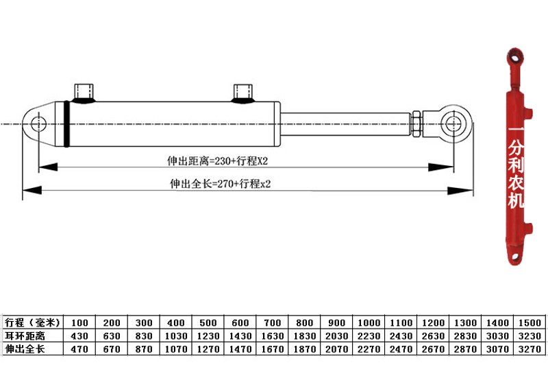 2吨液压缸 40缸径o液压油缸 双向油缸挖机叉车翻转犁油顶转向油缸