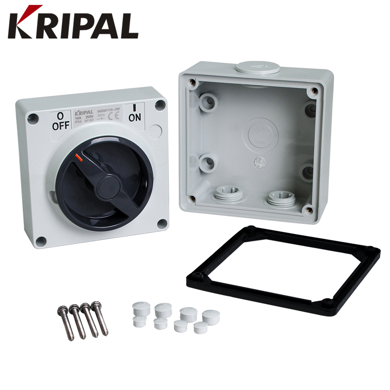 科瑞普56SW110-2W户外防水旋转澳式10AH工业单控500V开关方形IP66