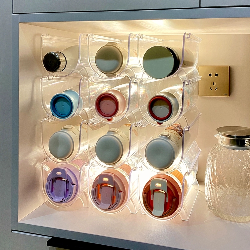 水杯收纳架多层置物m架透明桌面创意可叠加杯架防尘家用放保温杯