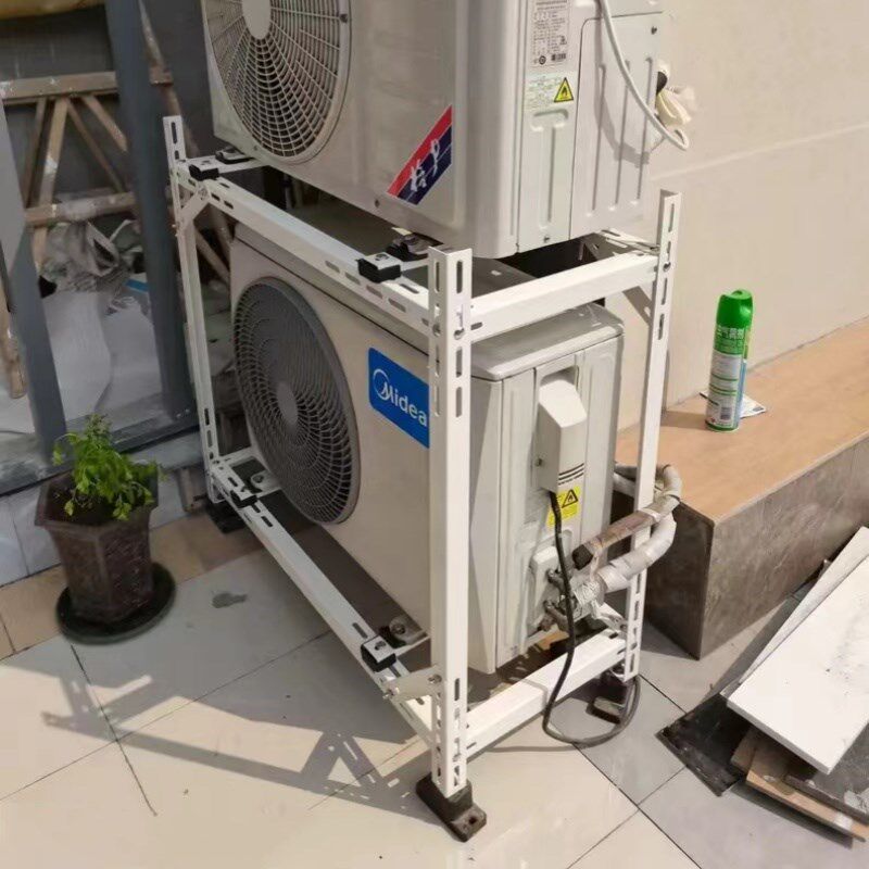 空调外机节省空间不锈钢加厚落地连体两台K双层叠放减震可调节架