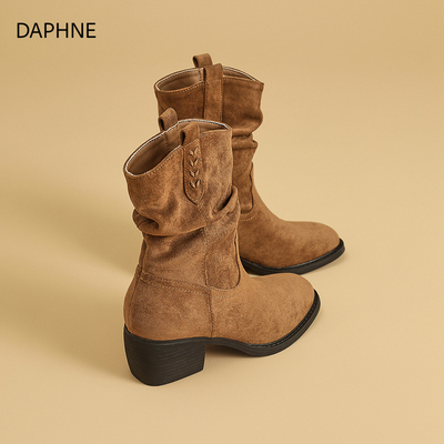 达芙妮厚底勃肯短靴女靴子2025新款秋季爆款鞋子复古堆堆靴马丁靴