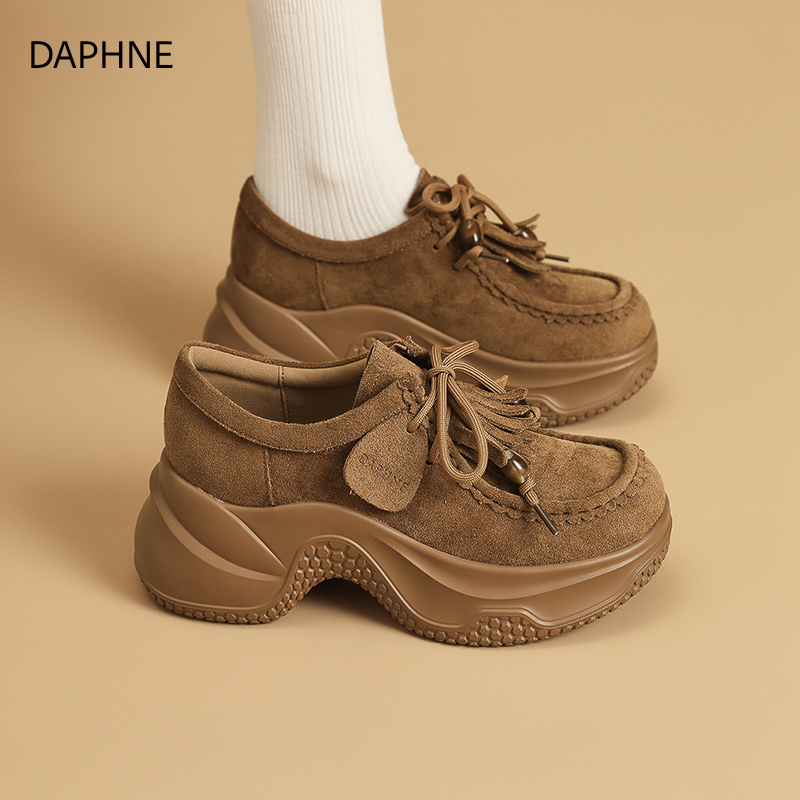 达芙妮厚底乐福鞋女2025秋季新款勃肯单鞋小个子百搭松糕袋鼠女鞋