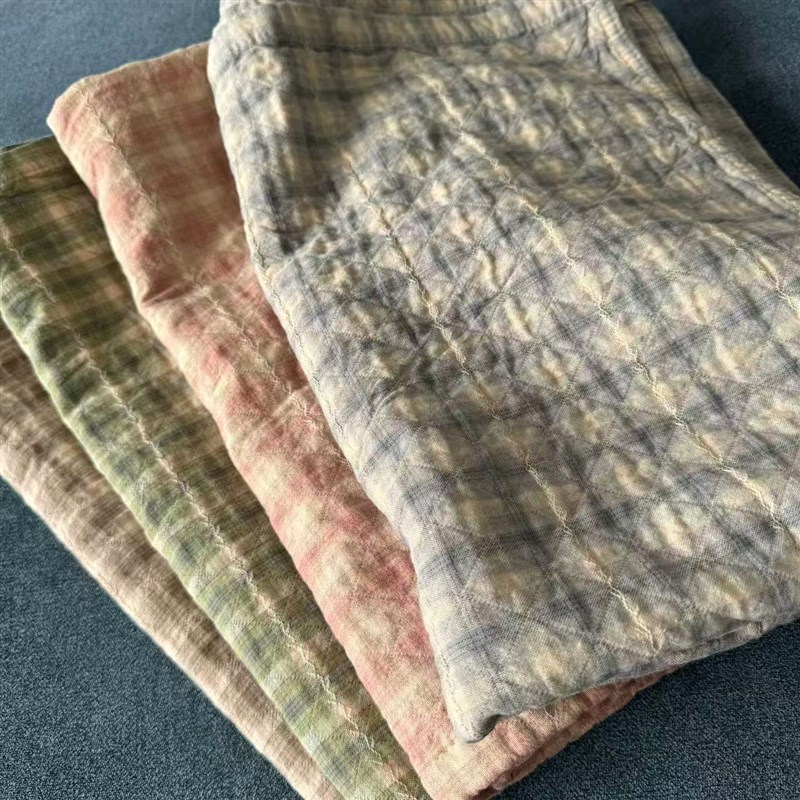 【100%棉 g三层精梳棉纱】一对装 55*80cm 日系风格子枕巾四季可