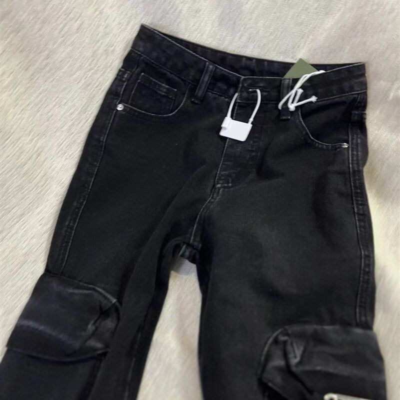 春秋新款高阶重磅街头休闲工装裤子复古水洗做旧微喇叭牛仔裤女潮