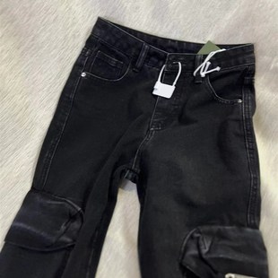 子复古水洗做旧微喇叭牛仔裤 裤 女潮 高阶重磅街头休闲工装 春秋新款