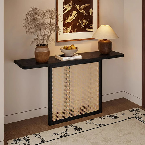 中古风实木橡木玄关桌长条几