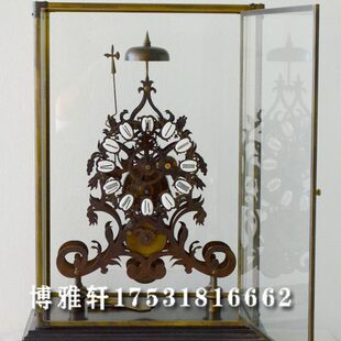 钟表透视骨架纯铜座钟家居客厅壁炉条案摆钟老式 发条玻璃罩古钟