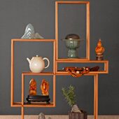 新中式 竹木博古架茶杯茶具收纳展示柜实木茶棚多宝阁禅意家居摆件