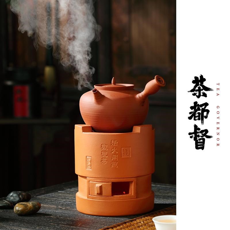 叶乔红泥小火炉砂铫煮水壶纯手工烧水炭炉N侧把煮茶潮州工夫茶道