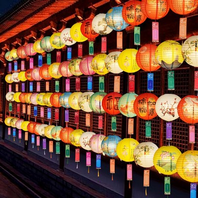 猜灯谜灯笼中秋节卡片纸灯场景布置F道具八月十五古风发光氛围装